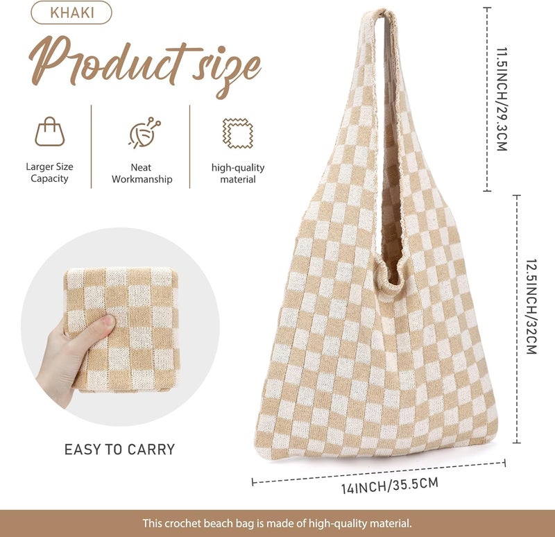 Hatisan Crochet Bags for Women - Summer Beach Tote, Aesthetic Hippie Knit Bag - Image 2
